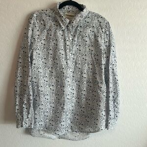 Large Linen Cynthia Rowley Blue Floral Shirt.